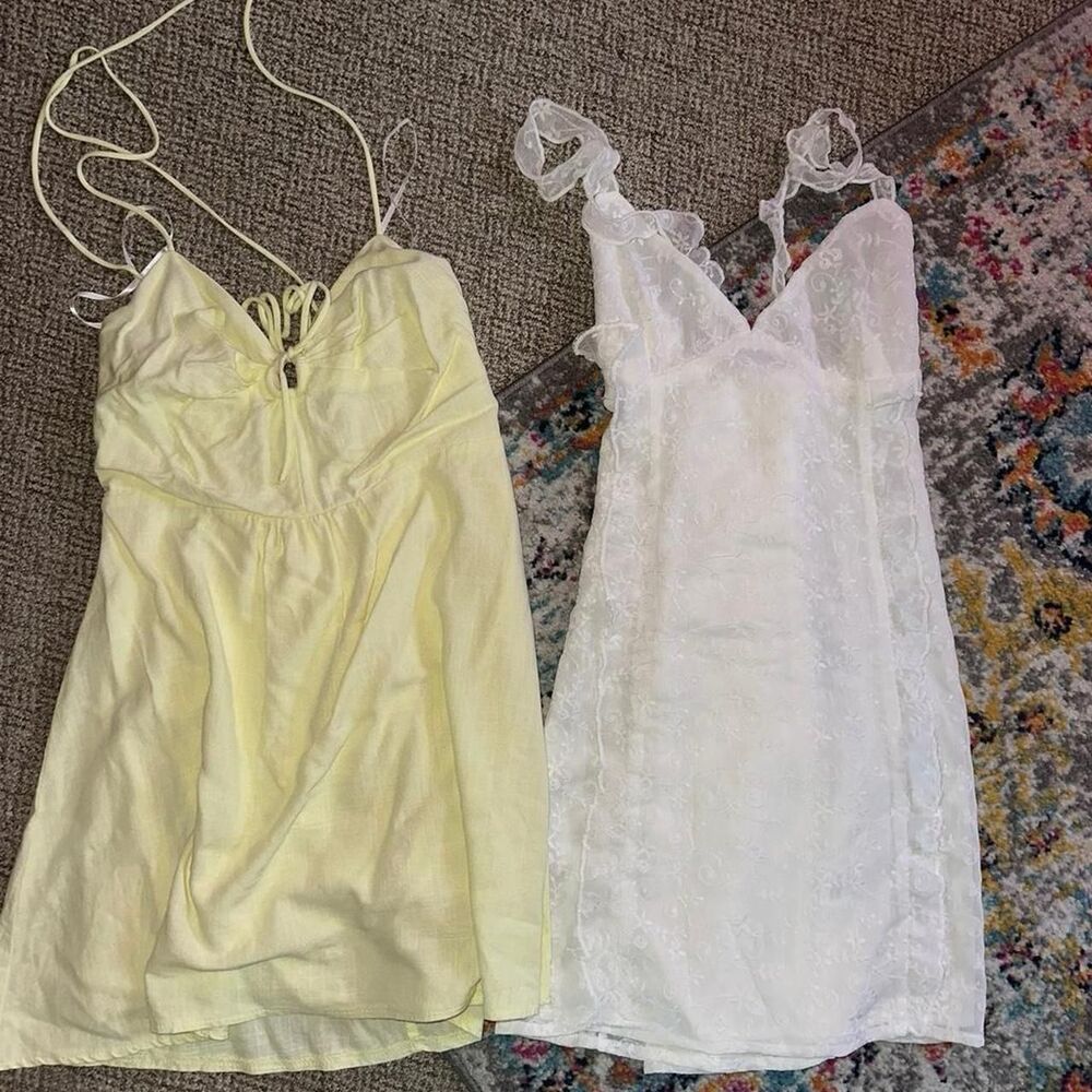 Princess-polly Women's Yellow and White Dress